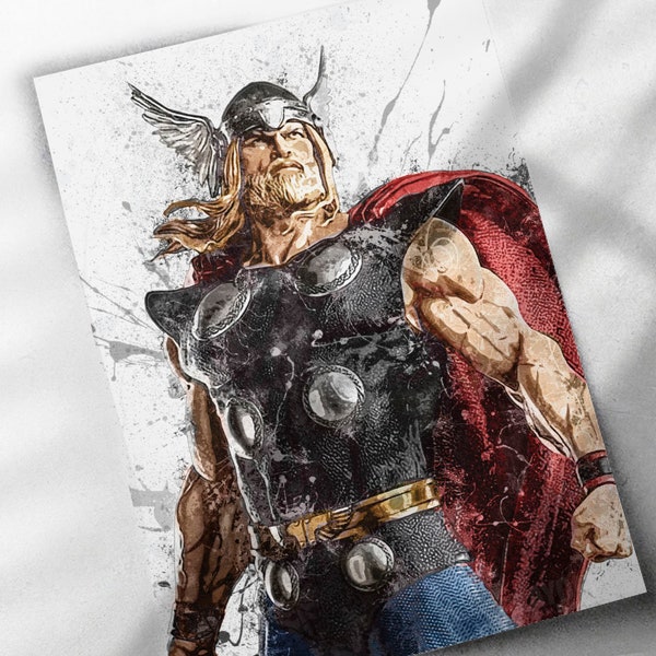 Thor Poster - Canvas Print, Framed Print, Poster, Kids Decor, Man Cave Gift, Wall Decor, Wrap, Poster, Superhero, Avengers, Marvel