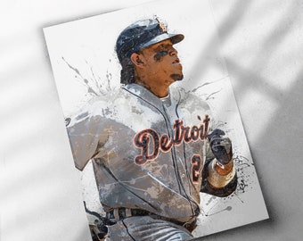 Miguel Cabrera Poster, Detroit Tigers Poster - Canvas Print, Sports Art Print, Baseball Poster, Kids Decor, Man Cave Gift, Wall Decor, Wrap