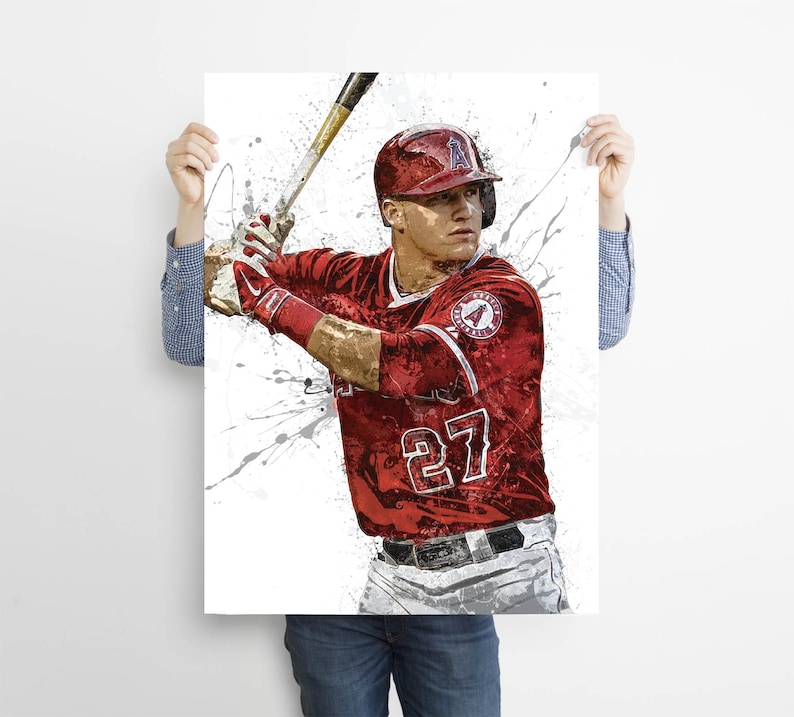 Mike Trout Poster Los Angeles Angels Poster Canvas Print Etsy