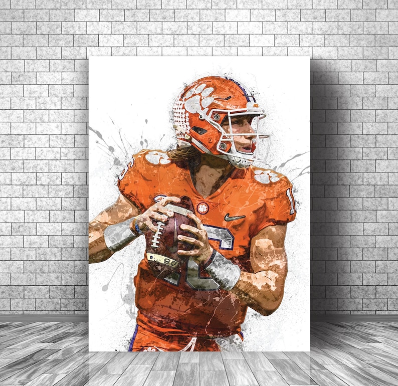 Trevor Lawrence Poster Clemson Tigers Canvas Print Sports Etsy