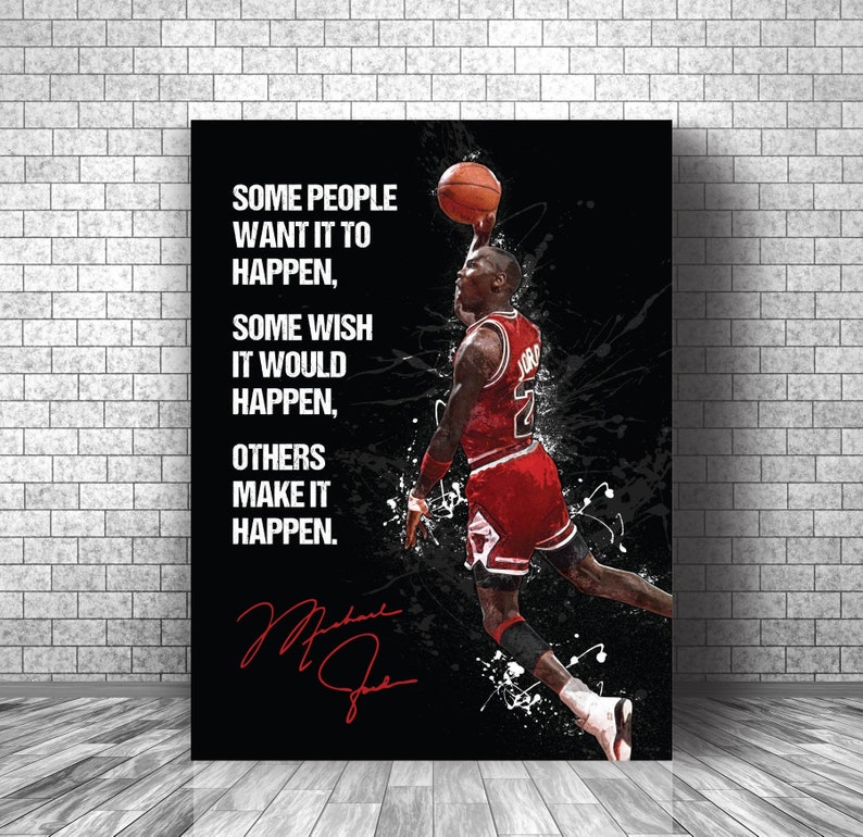 michael jordan poster quote chicago bulls canvas print etsy