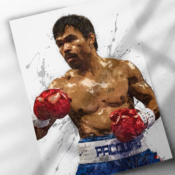 Manny Pacquiao Poster - Canvas Print, Sports Art Print, Boxing Poster, Kids Decor, Man Cave Gift, Wall Decor, Wrap, Boxing, Boxer