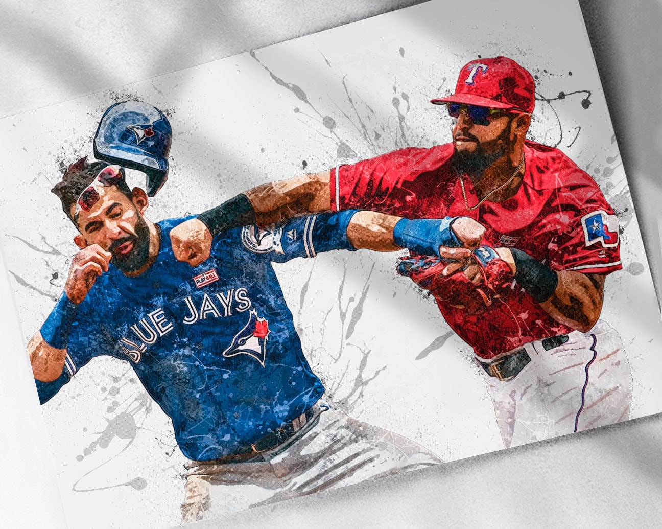 Jose Bautista Rougned Odor Punch Poster Canvas Print Framed 