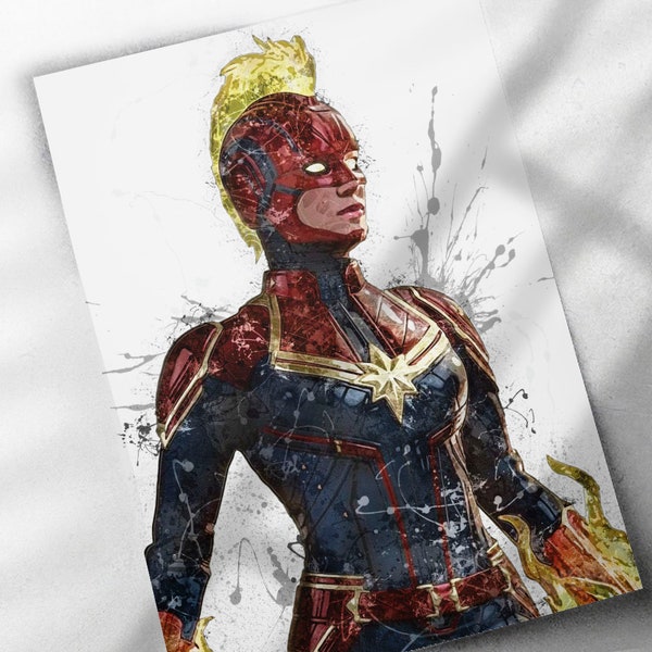 Captain Marvel Poster - Canvas Print, Framed Print, Poster, Kids Decor, Man Cave Gift, Wall Decor, Superhero, Avengers, Marvel