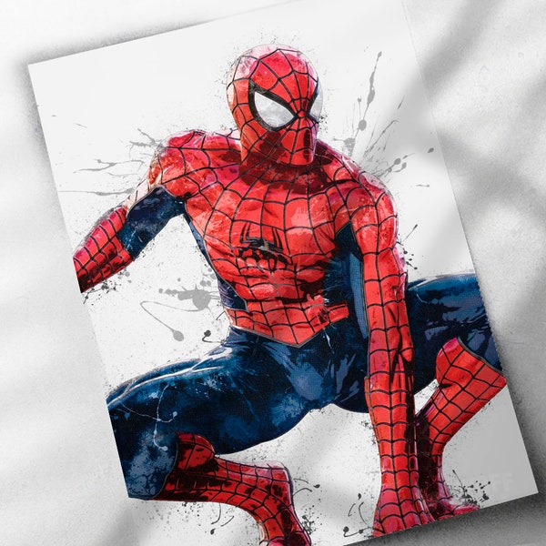 Spiderman Poster - Canvas Print, Framed Print, Poster, Kids Decor, Man Cave Gift, Wall Decor, Wrap, Spider Man, Superhero, Avengers, Marvel