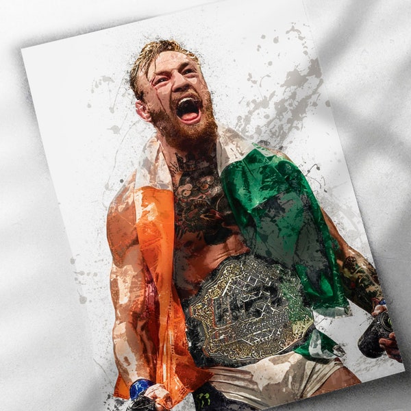 Conor McGregor Poster - Canvas Print, Sports Framed Print, Football Poster, Kids Decor, Man Cave Gift, Wall Decor, Wrap, MMA, UFC