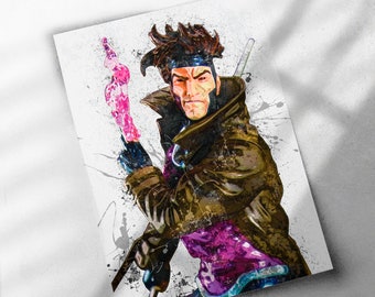 Gambit X Men Marvel Comics Art Oil Painting Hand-Painted NOT a Print Poster 