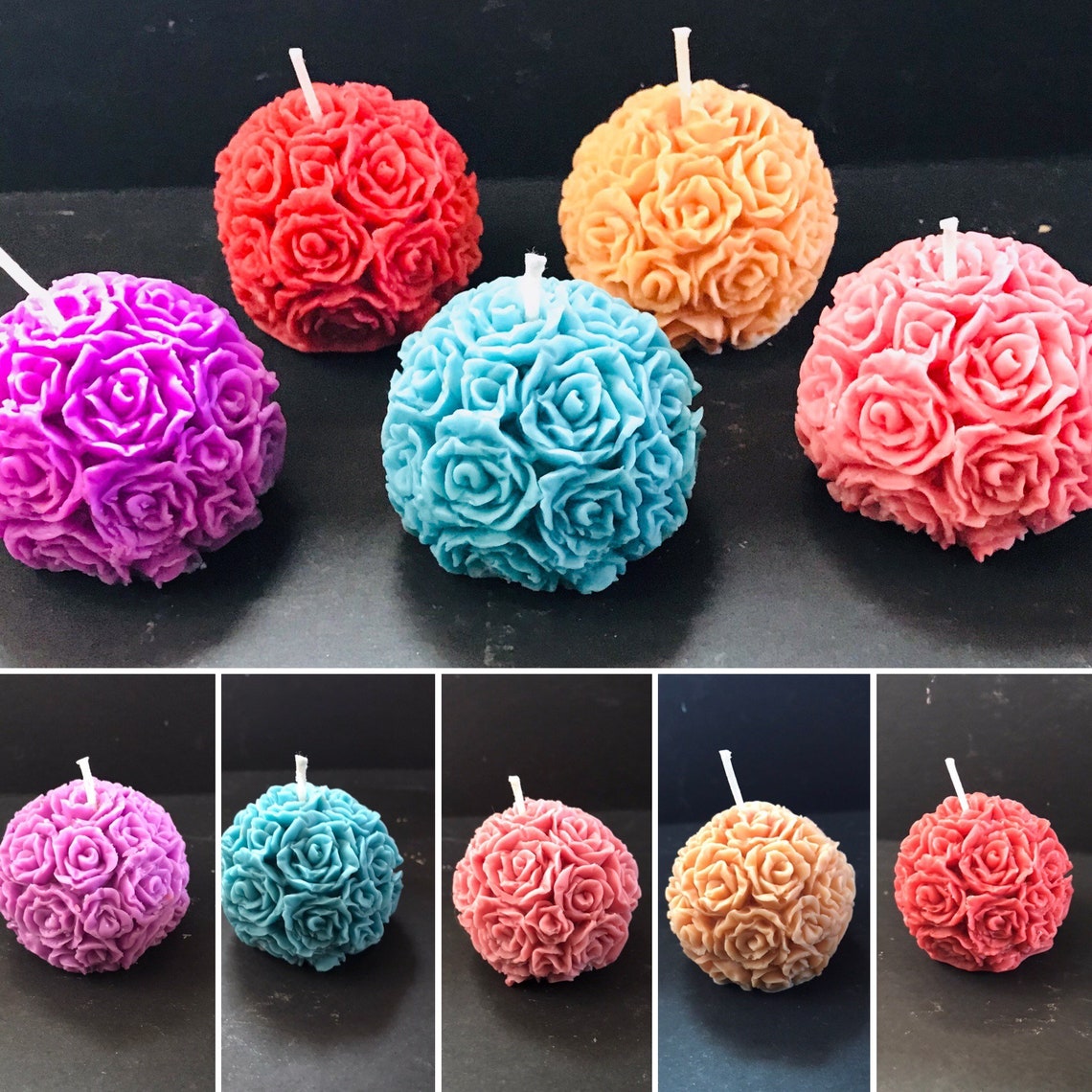 Rose Shape Candles Round Rose Bouquet Candles Custom Scent Etsy UK