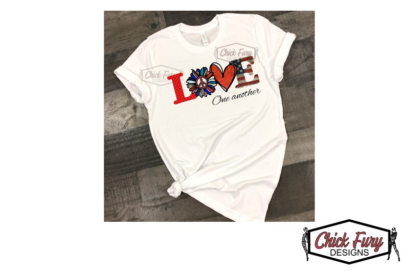Download LOVE One Another w/Sunflower Peace Sign Hippie Red White ...