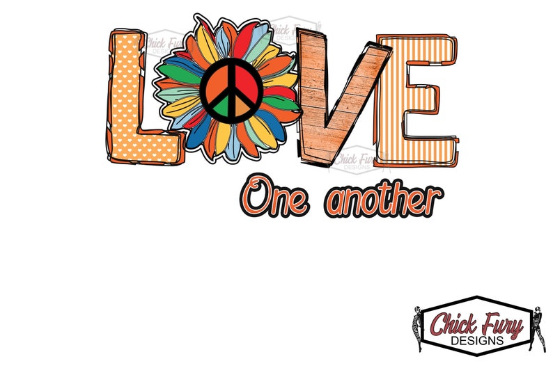 Download LOVE One Another w/Sunflower Peace Sign Hippie Orange PNG ...
