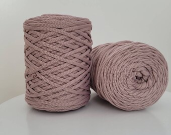 Polyester rope, Polyester cord for crochet, 5mm crochet cord, Knitting rope, Macrame cord, Dusty rose colour  cord, Dusty pink rope