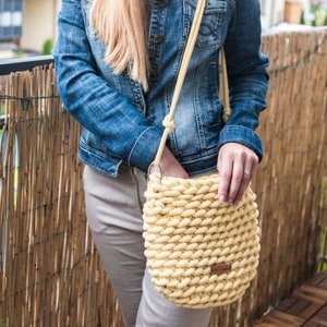 gelbe häkeln Tasche, häkeln Einkaufstasche, handgemachte Frauen stricken Tasche, Umhängetasche, häkeln Umhängetasche, Frauen stricken Geldbörse, Designer-Einkaufstasche