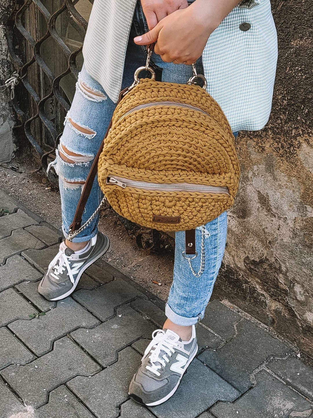 CROCHET ROUND BACKPACK, Designer Circle Backpack, Handmade Round ...