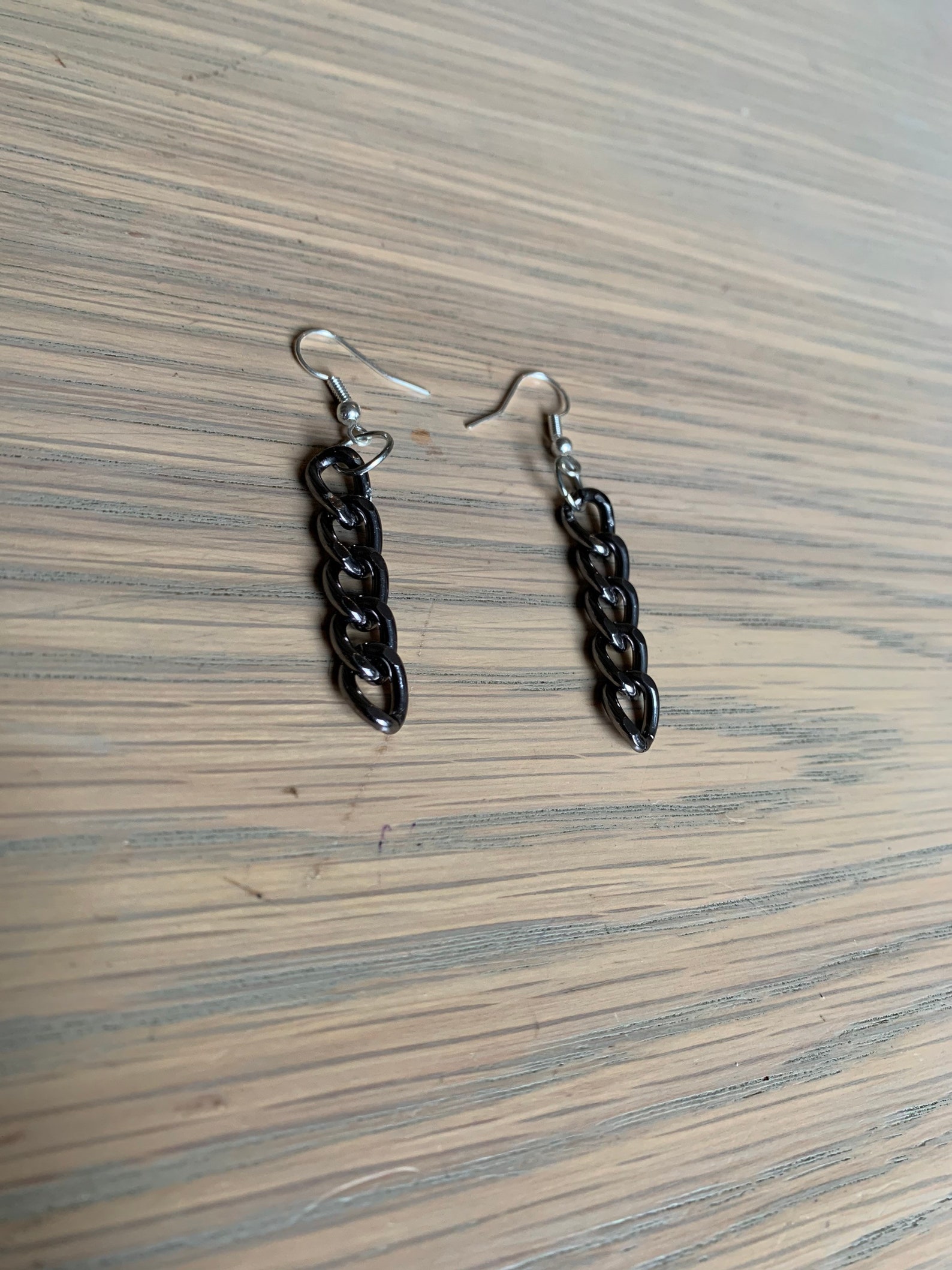 Gunmetal Cuban Link Dangle Earrings Etsy