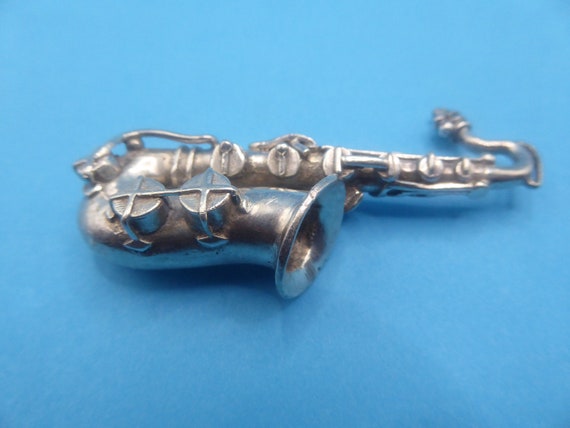 REDUCED! 1987 Sterling Silver Saxophone. Pendant … - image 2