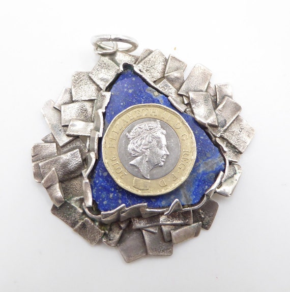 REDUCED! Handmade, Vintage Sterling Silver & Lapi… - image 2