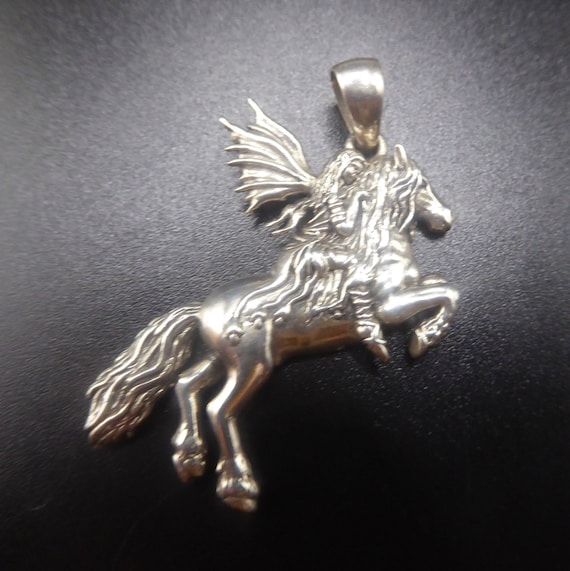 REDUCTION! Vintage Sterling Silver Fairy on Horse… - image 1