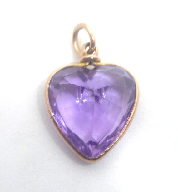 Victorian 9ct Gold Amethyst Heart Pendant