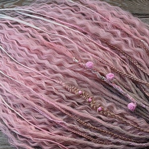 Ombre blond pink Curly dreads Synthetic crochet dreads extensions pink Boho DE Dreads Curly double ended dreadlocks blond de braids