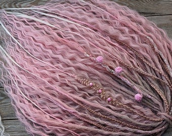 Ombre blond pink Curly dreads Synthetic crochet dreads extensions pink Boho DE Dreads Curly double ended dreadlocks blond de braids