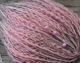 Ombre blond roze Krullende dreads Synthetische haak dreads extensions roze Boho DE Dreads Krullende dubbele dreadlocks blond de vlechten