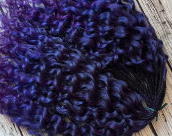Ombre black purple Curly dreads Synthetic crochet dreads extensions black Boho DE Dreads Curly double ended dreadlocks purple de braids
