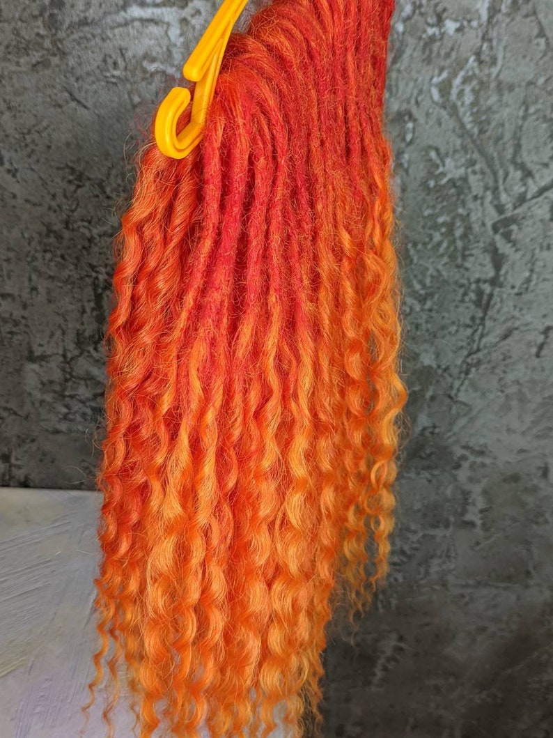 Red Orange Curly Dreads Synthetic Crochet Dreads Extensions Etsy