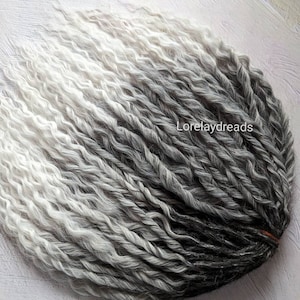 Ombre black grey white Curly dreads Synthetic crochet dreads extensions black Boho DE Dreads Curly double ended dreadlocks grey waves white