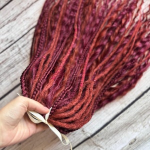 Burgundy red Raspberry Curly dreads Synthetic crochet dreads extensions burgundy Boho DE Dreads Curly double ended dreadlocks red waves de