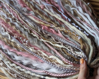 White grey pink Curly dreads Synthetic crochet dreads extensions blond Boho DE Dreads Curly double ended dreadlocks white waves pink curls