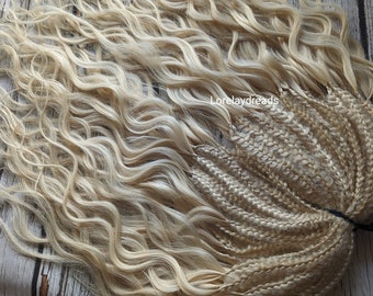 Blonde waves with braids at the base Curly dreads Synthetic crochet dreads extensions blonde Boho DE Dreads Curly double ended dreadlocks