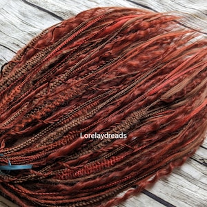 Bright redish orange ginger Curly dreads Synthetic crochet dreads extensions  copper  Boho DE Dreads Curly double ended dreadlocks ginger