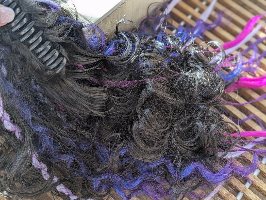 Claw Clip Ponytails Curly Dreads Brown Synthetic Crochet Dreads