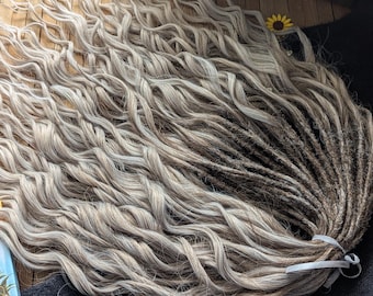 Blonde ombre Brushable Curly dreads Synthetic blonde crochet dreads extensions blonde Boho DE Dreads Curly double ended blonde waves curl