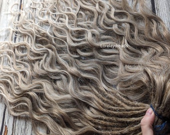 Ombre blonde waves Curly dreads Synthetic hair extensions brown Boho DE Dreads Curly double ended dreadlocks blonde curls