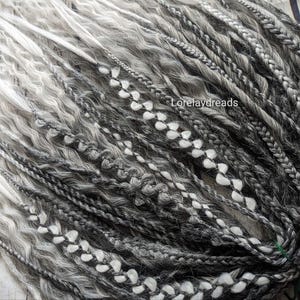 Ombre black grey white Curly dreads Synthetic crochet dreads extensions black Boho DE Dreads Curly double ended dreadlocks grey waves white