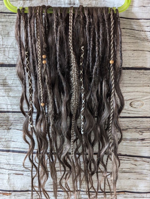 Brown Curly Dreads Synthetic Crochet Dreads Extensions Brown  display picture 2