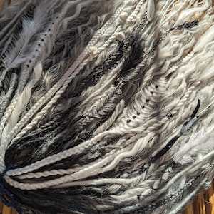 Ombre black grey white Curly dreads Synthetic crochet dreads extensions black Boho DE Dreads Curly double ended dreadlocks grey waves white