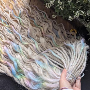 Blonde Brushable Curly dreads Synthetic rainbow crochet dreads extensions rainbow blonde Boho DE Dreads Curly double ended blonde waves curl