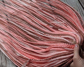 Peach D.E.Dreads and braids, Spiral dreads full set double ended dreadlocks pink Fake dreads Synthetic smooth dreads in blond shades dreads