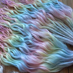 Colourful ombre Curly dreads rainbow Synthetic crochet dreads extensions colorful Boho DE Dreads Curly double ended dreadlocks blue green