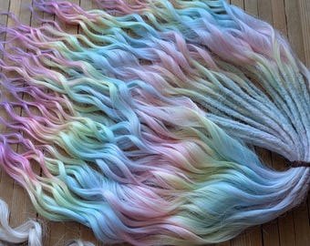 Colourful ombre Curly dreads rainbow Synthetic crochet dreads extensions colorful Boho DE Dreads Curly double ended dreadlocks blue green