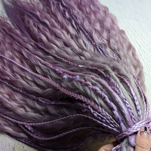 Ombre lilac Curly dreads Synthetic crochet dreads extensions lilac Boho DE Dreads Curly double ended dreadlocks purple waves de braids rose