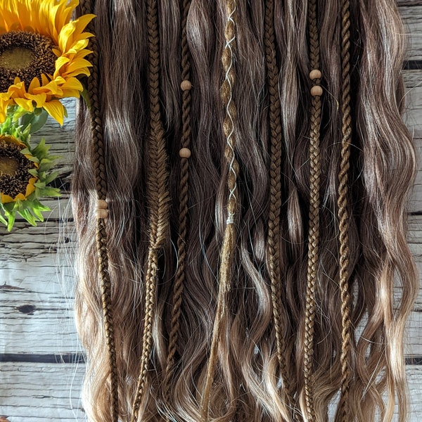 Brown Curly dreads Synthetic crochet dreads extensions brown Boho DE Dreads Curly double ended dreadlocks