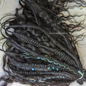 Black Curly dreads Synthetic crochet dreads extensions black Boho DE Dreads Curly double ended dreadlocks black de braids