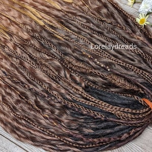 Brown Curly dreads Synthetic crochet dreads extensions brown Boho DE Dreads Curly double ended dreadlocks
