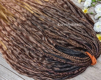Brown Curly dreads Synthetic crochet dreads extensions brown Boho DE Dreads Curly double ended dreadlocks