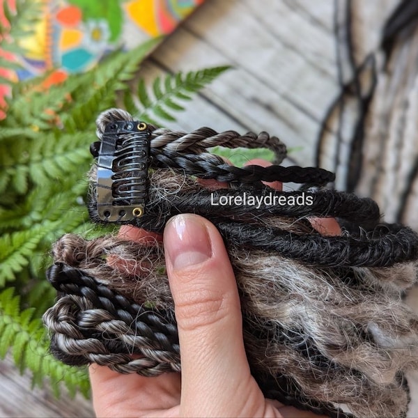 Braids on clip, dreads on clip, Braid extensions, Synthetic braids, Braid extension, hair clips, Crochet dreadlocks, viking dreadlocks black