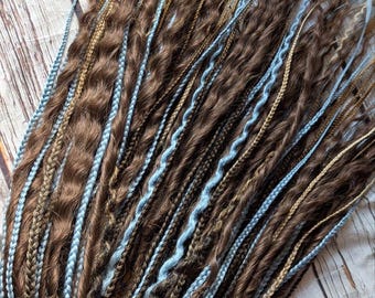 Ombre blond blue Curly dreads braids Synthetic crochet dreads extensions blond Boho DE Dreads Curly double ended dreadlocks blond de braids