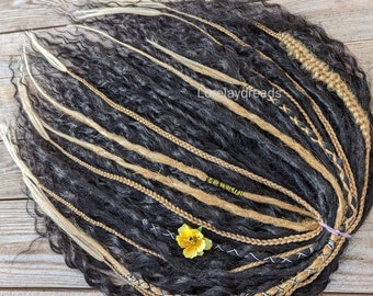 Black Curly dreads Synthetic crochet dreads extensions black blond Boho DE Dreads Curly double ended dreadlocks black de braids black waves